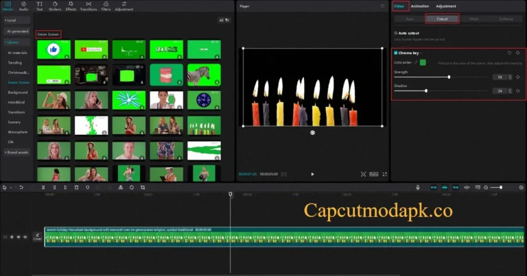 CapCut green screen chroma key editing feature
