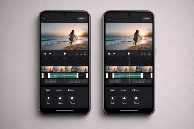 Comparison between CapCut Mod APK and official CapCut app interface
