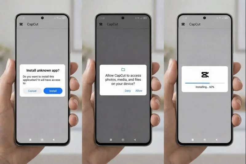 Step-by-step installation of CapCut Mod APK on Android phone
